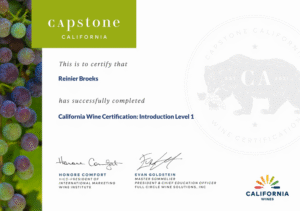 Certificate Capstone California Wines Level 1