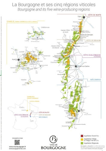Kaart van de Gids Bourgogne wijnkelders - Guide des Caves 2024