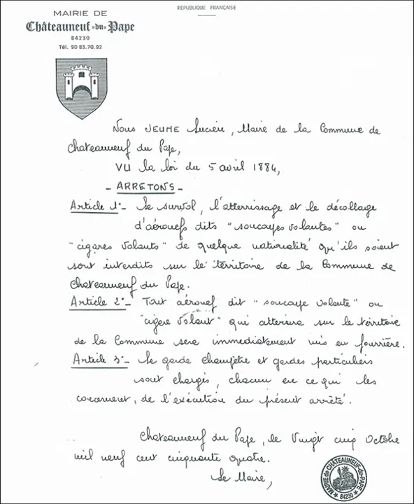 Ufo-decreet van Châteauneuf-du-Pape
