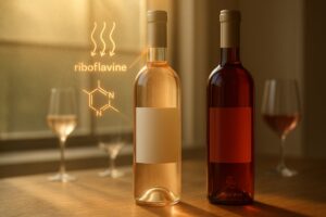 Twee flessen rosé. Een lichte en een donkere. De een staat in het licht, de ander in het donker.