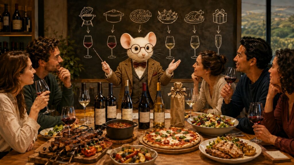 Mus Vini legt aan een rijkelijk gevulde tafel vijf mensen uit waarom wijn weer relevant is